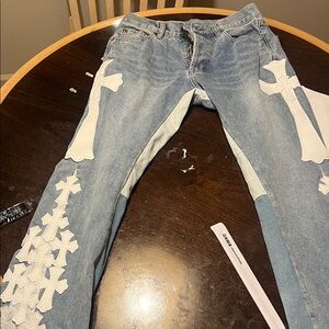 Gallery Dept Light Blue Jeans with White Cross Details
